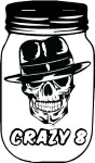 Crazy 8 Skull Logo